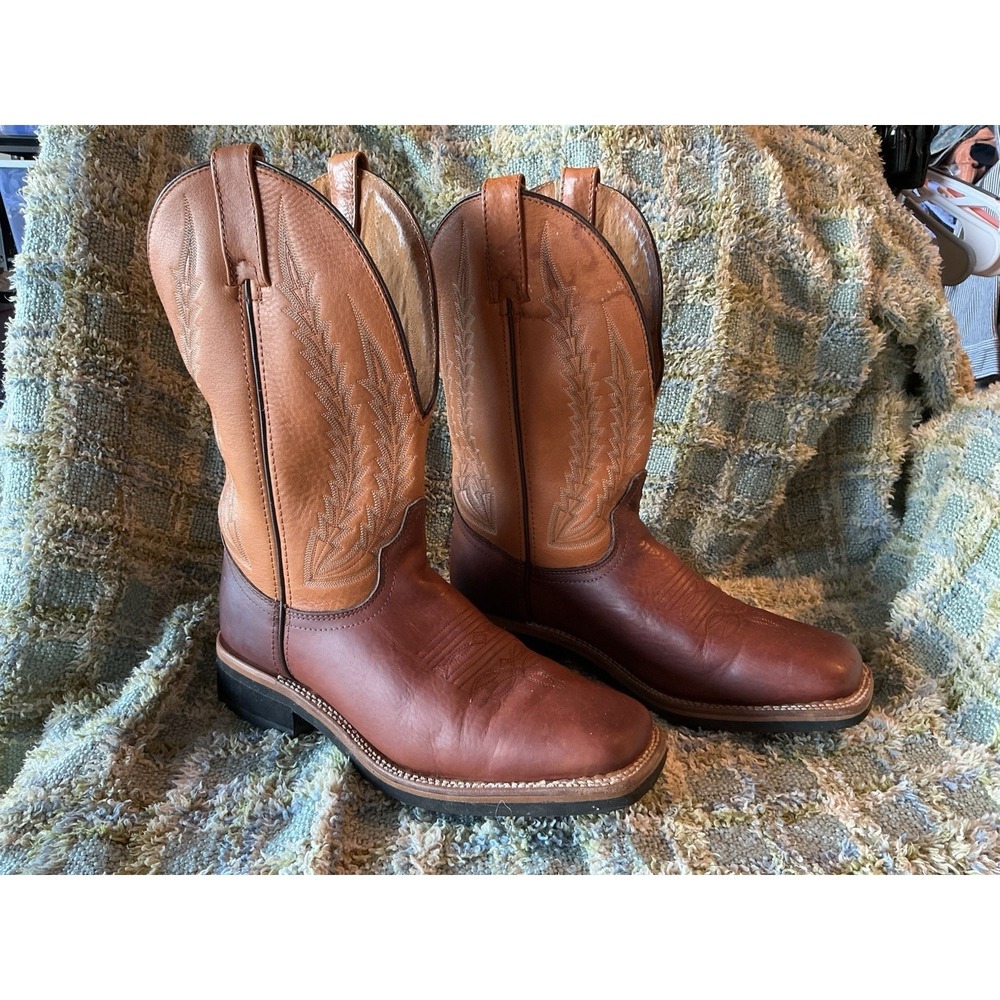 Laredo Orleans Men's Cowboy Boot 7871 8 1/2 D Brown Embroidered Rodeo Square Toe